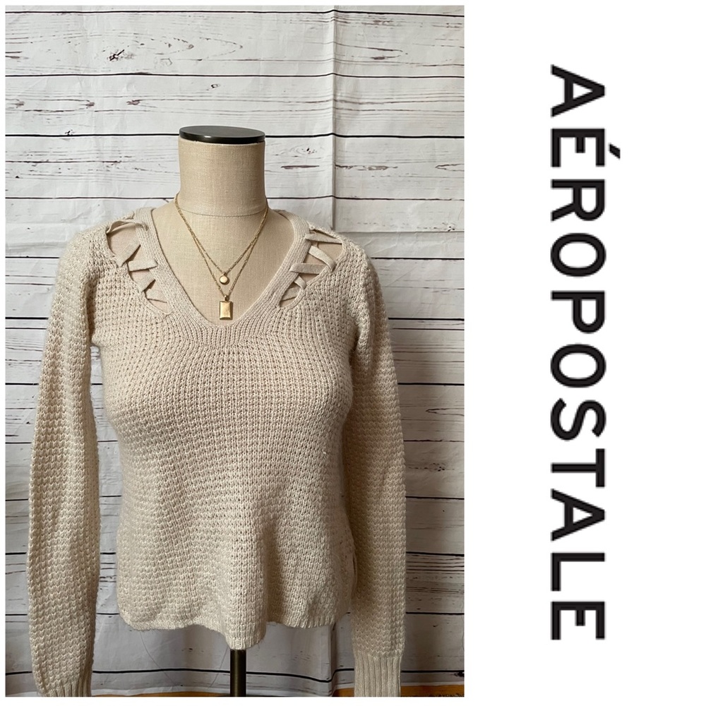 Aeropostale cream knit sweater